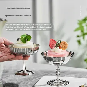 كأس آيس كريم فاخر من الفولاذ المقاوم للصدأ 304 بساق طويلة، سعة 70-225 مل للحلويات والكوكتيلات والعصائر - Product Image 5