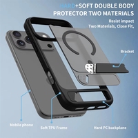 Nouvel Étui de Téléphone Magnétique de Luxe pour 17 Pro Max avec Support, Matériau TPUPC, Design Astronaute, Couleurs et Logos Personnalisables