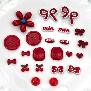 โบว์สีแดงเงา อุปกรณ์ตกแต่งเครื่องประดับ DIY เรซิ่นพลาสติก วัสดุงานฝีมือทำมือ สำหรับตกแต่งผม เคสมือถือ ถุงเท้า หมวก รองเท้าแตะ - Product Image 1