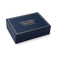 Individuelles Logo Marineblaue Zusammenklappbare Starre Geschenkbox mit Goldfolienrand Flach Verpackt für Luxusverpackungen Großhandel OEM