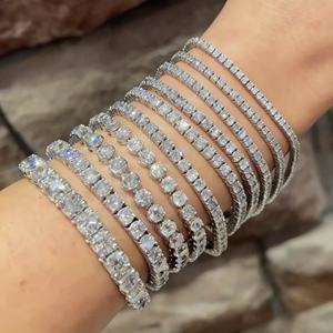 Cadena de tenis de lujo para hombre y mujer, estilo hip hop, con diamantes de laboratorio de 2MM, 3MM, 4MM, 5MM, plata S925, moissanita VVS, joyería fina. - Product Image 3