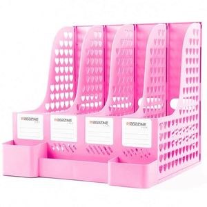 Wholesale Plastic Thickened Document Rack <b>File</b> <b>Box</b> Storage <b>Box</b> Desktop Document Holder Office Supplies Four-Section Bookend - Product Image 1