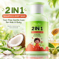 Sampo dan Sabun Mandi 2 in 1 untuk Anak, Bebas Air Mata, Lembut dengan Aloe Vera dan Kelapa untuk Kulit Sensitif, Label Pribadi OEM ODM