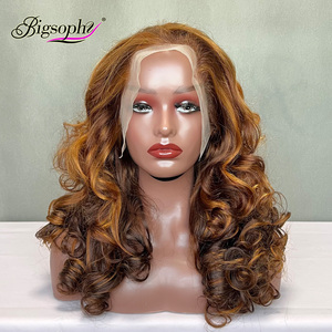Perruque bouclée rebondissante P4/30 avec mèches brunes, en cheveux humains, pour femmes noires, 16 pouces, dentelle frontale 13x4, densité 350%, cheveux vietnamiens bruts - Product Image 3
