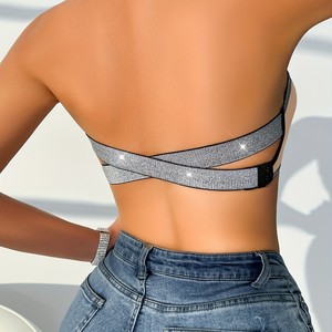 <span class=keywords><strong>Reggiseno</strong></span> Senza Spalline Estivo da Donna, Sexy con Fibbia Laterale, Nastro Argentato, Senza Cuciture Visibili - Product Image 4