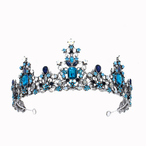 Vintage oro lujo siete colores diamante corona nupcial aleación corona garra ajuste accesorio para el cabello para boda reina fiesta de cumpleaños - Product Image 5