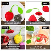 Filtre à thé réutilisable en silicone fraise fruit forme mignon drôle infuseur à feuilles mobiles passoire à thé pour thé en vrac