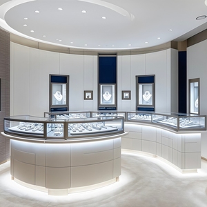 Vetrina Espositiva Moderna Yoshing con Illuminazione LED per Gioielleria, Mobile da Parete in Metallo con Vetro Piatto - Product Image 1