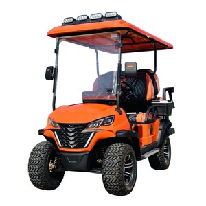 Voiturette de golf électrique 4 places, couleur orange, personnalisable pour parcs, hôtels, propriétés, usage de patrouille - Product Image 1