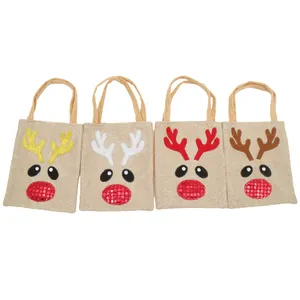 fabric santa and rudolph the red nosed reindeer style personalized vintage christmas tote bags felt santa treat bag