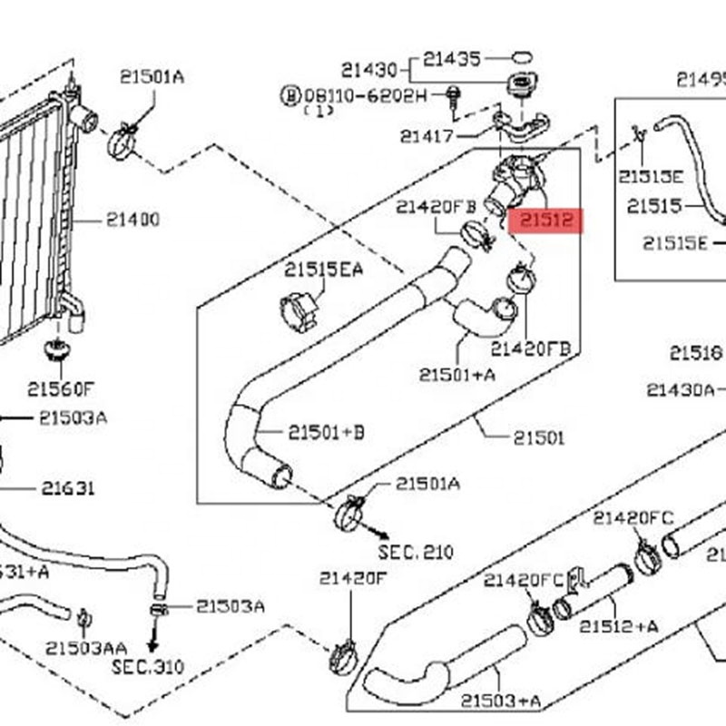 radiator hose pipe joint altima 2008