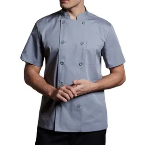 CHECKEDOUT light fabric in stock unisex short sleeve Refreshing fabric multi color chef jacket restaurant uniform