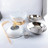 Service de Chauffe-Plats Royal Luxe 8L en Acier Inoxydable Doré avec Couvercle Suspendu pour Mariages, Fêtes et Banquets