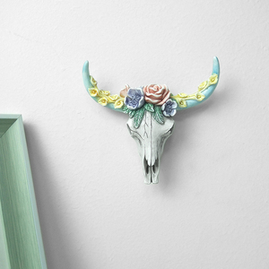 Mestieri della parete della resina mucca succulenta <span class=keywords><strong>del</strong></span> fiore con la decorazione della parete della statua <span class=keywords><strong>del</strong></span> <span class=keywords><strong>corno</strong></span> decorazione della scuola materna testa di toro - Product Image 4