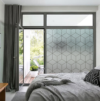 RNPT Linearer Diamant-Statikhaftfilm für Fenster, mattierte Sichtschutzfolie, abnehmbar, modernes geometrisches Muster für Schlafzimmer und Büro