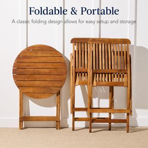 Conjunto de 3 piezas de muebles plegables de madera de acacia para patio, adecuados para patios traseros, balcones y terrazas - Product Image 2