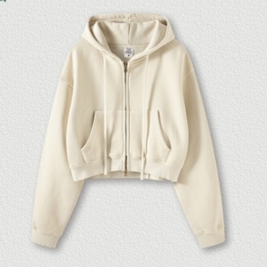 Sweat-shirt personnalisé à fermeture éclair pour femme, crop top à capuche zippé en coton - Product Image 4