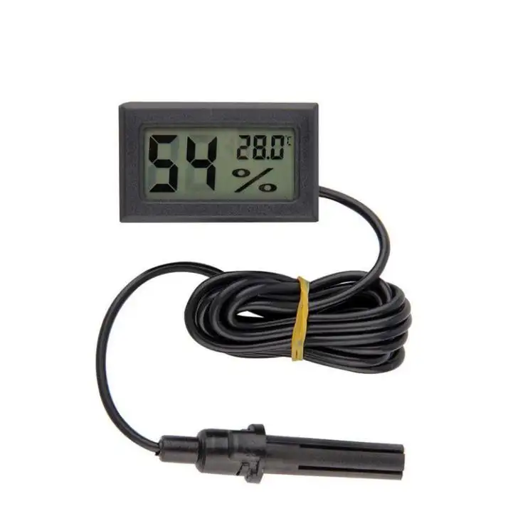 Termometer higrometer tampilan LCD Digital, Sensor temperatur dalam ruangan Mini