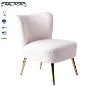 Fauteuil <span class=keywords><strong>oriental</strong></span> traditionnel CARLFORD en tissu de laine d'agneau blanc avec pieds en métal, design moderne, fauteuil d'appoint pour salon - Product Image 3