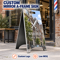 Panneau publicitaire double face en acier inoxydable avec impression personnalisée, sur pied, pour trottoir