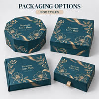 Boîte cadeau octogonale à étiquette privée, boîte rigide en carton imprimé avec du papier doré floral