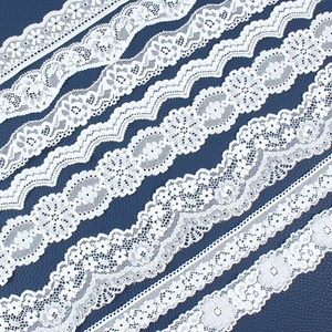 Accessoires en dentelle élastique brodée ajourée pour robe, lingerie, garniture en dentelle de maille blanche personnalisable - Product Image 1