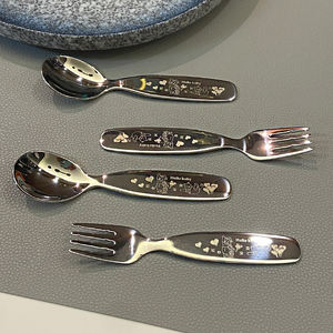 Juego de Cubiertos de Acero Inoxidable DF BC de Dos Piezas con Mango Corto, Pulido Espejo, para Uso Doméstico, para Niños, para Helado y Pastel - Product Image 1