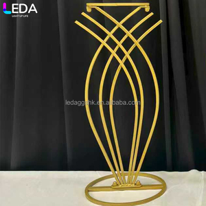 LEDA Wedding Event <b>Party</b> <b>Table</b> Decor Modern Gold Stainless Steel Crossed Metal Flower Stand - Product Image 4