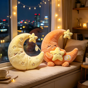 Ensemble de coussins étoiles et lune lumineux écologiques sans fluorescent, lavables en machine, en peluche, pour les boutiques de maternité et les coffrets cadeaux nouveau-né - Product Image 5
