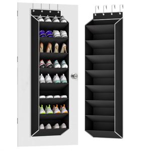 Modern Foldable Over-the-Door <b>Shoe</b> Organizer 20-Pair Hanging <b>Shoe</b> Rack Deep Pocket PVC Material Black/Grey Space Saving - Product Image 1