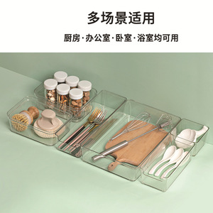 <b>Drawer</b> Organizer Rectangular Transparent <b>Plastic</b> With Perforated Base For Home Kitchen Office <b>Storage</b> - Product Image 4