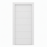 Porte intérieure peinte en blanc avec panneaux à rainures horizontales, design moderne et lisse, taille personnalisée pour maison et appartement
