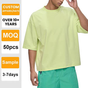 เสื้อยืดคอกลม แขนเสื้อแบบดรอปโชลเดอร์ ผ้าหนา คุณภาพสูง พิมพ์ลายโลโก้ตามสั่ง ผ้าฝ้าย 100% ขายส่ง รับปักลายสำหรับผู้ชาย - Product Image 1