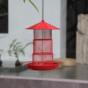 Portabel 3 lapisan lipat logam tempa besi pengumpan burung otomatis tupai desain gantung untuk luar ruangan taman burung liar - Product Image 4