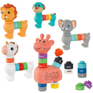 Juguete Educativo de Ensamblaje Yuglow de Goma Suave con Números y Animales: Perro, Jirafa, Elefante, León, <span class=keywords><strong>Caballo</strong></span>, Bloques de Construcción para Aprendizaje Temprano - Product Image 1