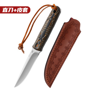 Outdoor fixed blade, high-hardness D2 steel keel, integrated <b>small</b> knife, portable survival knife, <b>mirror</b> finish, hand-peeling - Product Image 5