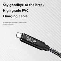 Kabel Data Pengisian Cepat USB Type C ke Type C 100W 20Gbps 8K60Hz, Transmisi Jarak Jauh 10 Meter