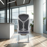 Chaise de bureau moderne grise pour les réunions de conférence, dossier moyen, soutien lombaire réglable, design ergonomique en tissu