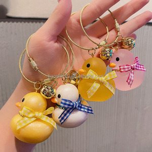 5cm Cute Cartoon Acrylic Duck Keychain with Wire Ring and Bell <b>Bag</b> <b>Charm</b> Portable Handbag Hanging Accessory Holiday Gift - Product Image 5