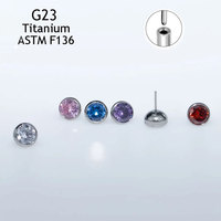 TOP-ELF F136 Clous d'oreille en titane sans filetage, Zircon 5A, Piercing de nez, Boucles d'oreilles populaires, Clous de nez, Bijoux de piercing tendance
