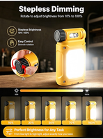 Lampe de travail télescopique rechargeable à LED avec batterie remplaçable, clip magnétique rotatif à 360°, lampe de réparation