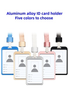 Porte-carte d'identité en aluminium, porte-badge du personnel, porte-carte de <span class=keywords><strong>permis</strong></span> de travail, étui vertical/horizontal, porte-badge personnalisé - Product Image 1