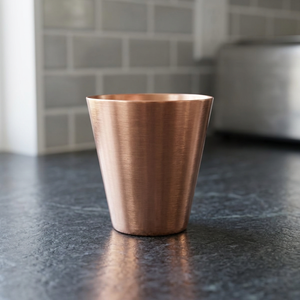Handmade Pure Copper Plain Glass Tumblers 100ml in <b>V</b> Shape Contemporary Design for Home & Restaurant Use - Product Image 2