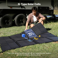 Panel Solar Plegable de Silicio Monocristalino Alecter APH-FB56 de 12 Placas y 440W, 2*220W, PET, IP65, Impermeable, 25% de Eficiencia, CE, ROHS