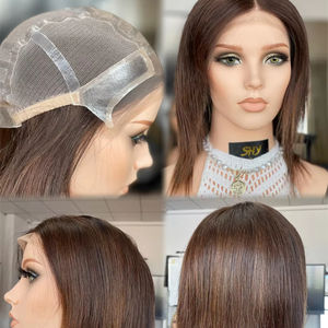 Abordable 130% Densité Soyeuse Droite Petit Capuchon PU Cheveux Humains Full Lace Medical Perruque Certificat En stock - Product Image 1