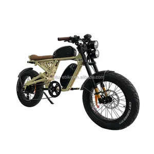 Best Vintage 1200w Moped Style Full Suspension Ebike Fat Tire Dual Battery Electric Bikes For Adults