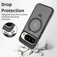 Coques de téléphone portable magnétiques orange avec support rotatif à 360° en métal, coque transparente mate pour Google Pixel 6A 7A 8A 9A 10 Pro Xl