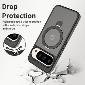 כיסויים מגנטיים בצבע כתום לטלפון נייד עם מעמד מתכת מסתובב 360 מעלות, כיסוי שקוף מט עבור גוגל פיקסל 6A 7A 8A 9A 10 פרו XL - Product Image 4