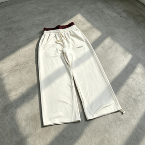 Pantalon de survêtement ample décontracté pour homme en coton blanc, taille élastique avec cordon de serrage, imprimé lettres, collection automne - Product Image 3