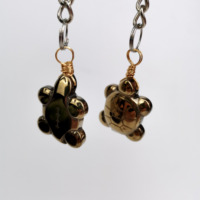 Porte-clés en cristal de pyrite de haute qualité, naturel, à l'éclat métallique, porte-clés tortue pour cadeau